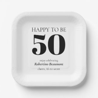 Simple Modern Surprise 50th Birthday Party Pappteller