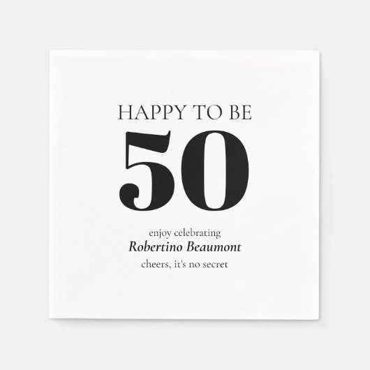 Simple Modern Surprise 50th Birthday Party Serviette (Vorderseite)