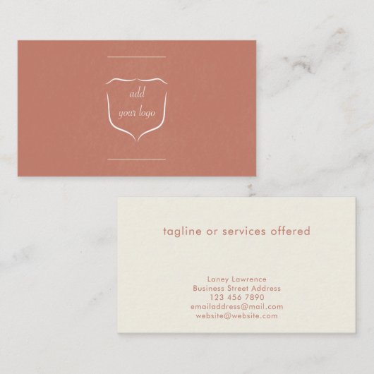 Simple Modern Terracotta Add Logo Professional Visitenkarte (Vorne/Hinten)