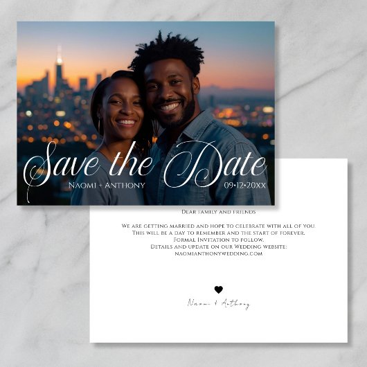 Simple Modern Text and Photo Wedding Save the Date
