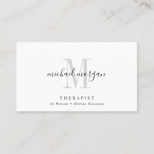 Simple Modern Therapist Script Monogram Visitenkarte (Vorderseite)