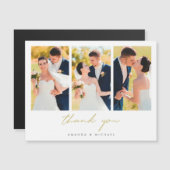 Simple Modern Three Foto Wedding Danke Magnet (Vorne/Hinten)