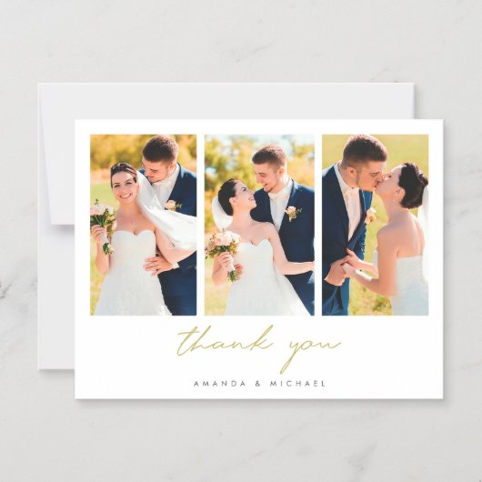 Simple Modern Three Foto Wedding Danke Magnet (Vorderseite)