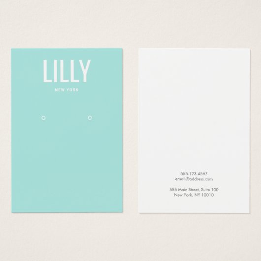 Simple Modern Turquoise Earring Display Card (Vorne & Hinten)