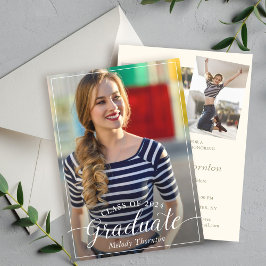 Simple Modern Typografy Graduation Party 3 Foto Einladung