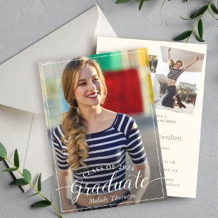 Simple Modern Typografy Graduation Party 3 Foto Einladung