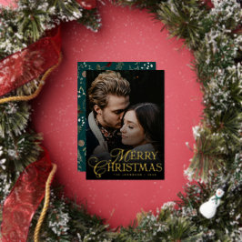 Simple Modern Typography 1 Photo Gold Christmas Folien Feiertagskarte