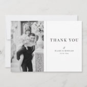 Simple Modern Typography Black and White Wedding Dankeskarte (Vorderseite)