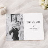 Simple Modern Typography Black and White Wedding Dankeskarte