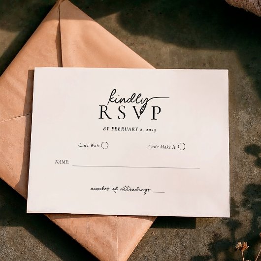 Simple Modern Typography Script Wedding RSVP Karte
