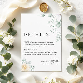 Simple Modern Watercolour Floral Wedding Details Begleitkarte