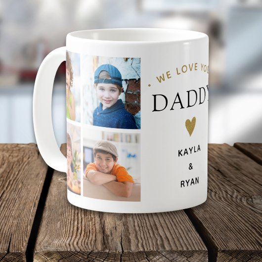 Simple Modern We Love You Daddy 8 Photo Collage    Kaffeetasse