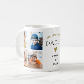 Simple Modern We Love You Daddy 8 Photo Collage    Kaffeetasse (Vorderseite Links)