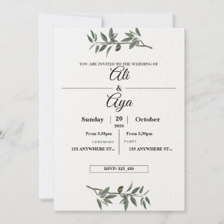 Simple Modern Wedding Invitation | Clean Minimal D Feiertagskarte