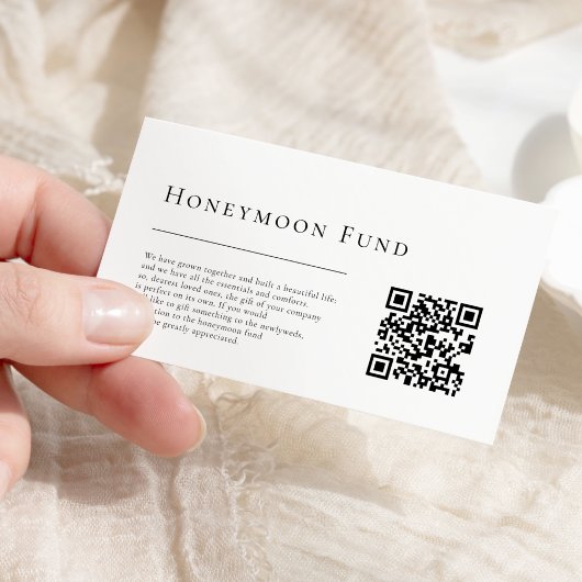 Simple Modern Wedding QR Code Honeymoon Fund Begleitkarte
