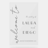 Simple Modern Wedding Welcome Sign Acrylschild (Vorderseite)