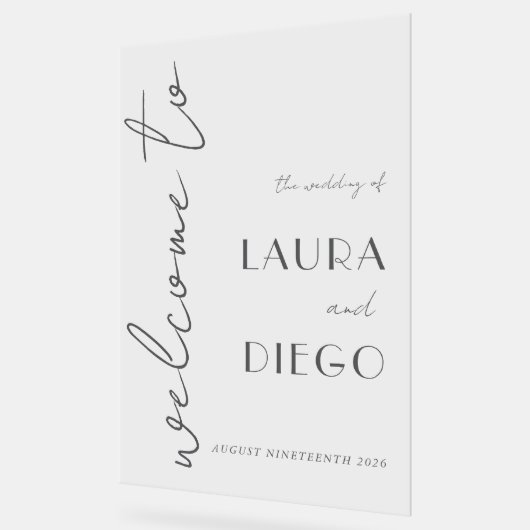 Simple Modern Wedding Welcome Sign Acrylschild (Winkel)