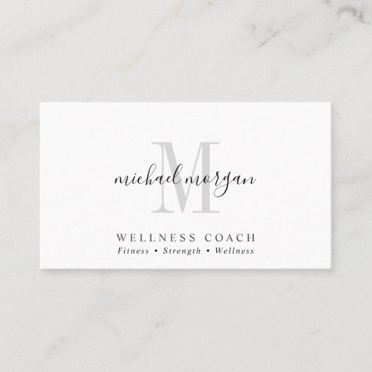 Simple Modern Wellness Coach Script Monogram Visitenkarte (Vorderseite)