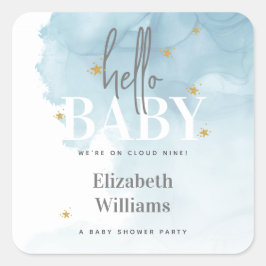 Simple Modern We're on Cloud 9 Hello Baby Shower Quadratischer Aufkleber