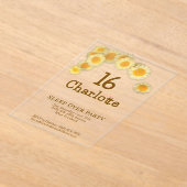 Simple Modern Yellow Daisy 16th Birthday Party Acryleinladungen (Ablage )
