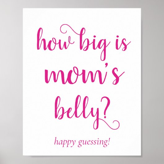 Simple Mommys Belly | Hot Pink Guessing Game Poster (Vorne)