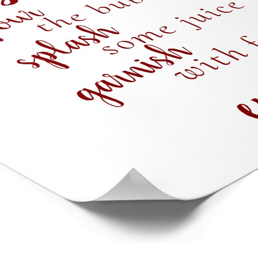 Simple Momosa Bar | Candy Apple Red Any Event Sign Poster (Ecke)