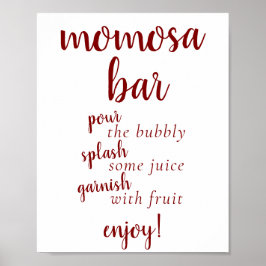 Simple Momosa Bar | Candy Apple Red Any Event Sign Poster
