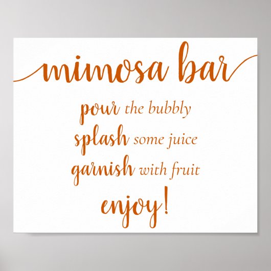 Simple Momosa Bar | Fall Orange Any Event Sign Poster (Vorne)