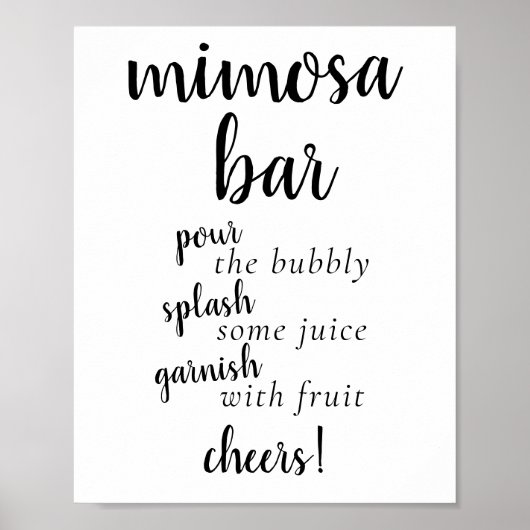 Simple Momosa Bar | Schwarzes Skript Jedes Ereigni Poster (Vorne)
