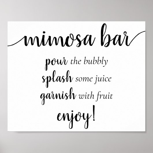 Simple Momosa Bar | Schwarzes Skript Jedes Ereigni Poster (Vorne)