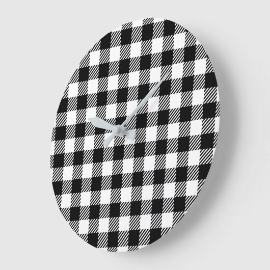 Simple Monochrome Buffalo Plaid Pattern Große Wanduhr (Winkel)