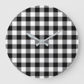 Simple Monochrome Buffalo Plaid Pattern Große Wanduhr (Vorderseite)