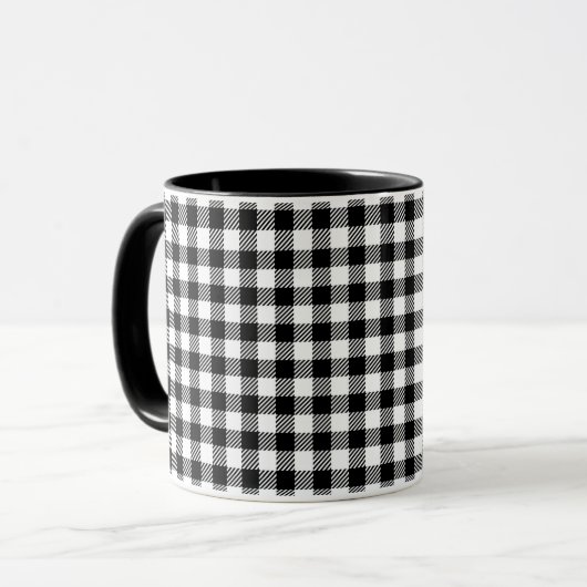 Simple Monochrome Buffalo Plaid Pattern Tasse (Vorderseite Links)