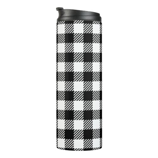 Simple Monochrome Buffalo Plaid Pattern Thermosbecher (Nach rechts gedreht)