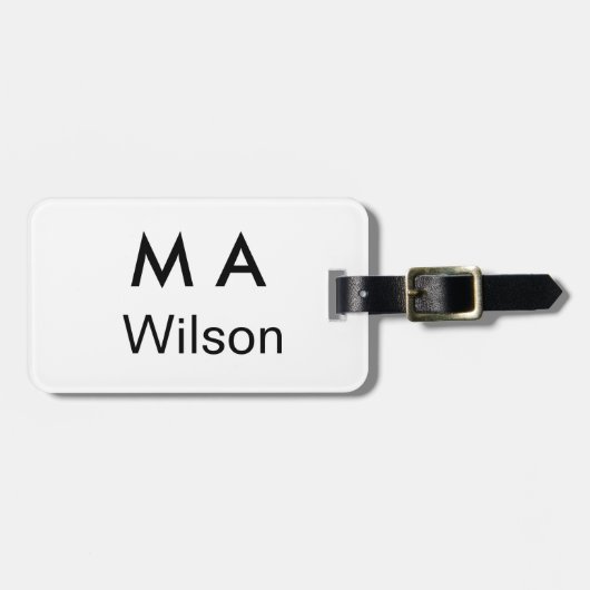 Simple monogram add your name letter man minimal gepäckanhänger (Vorderseite horizontal)