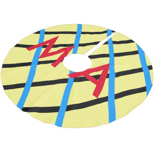 Simple monogram add your name letter man minimal t polyester weihnachtsbaumdecke (Schrägansicht)