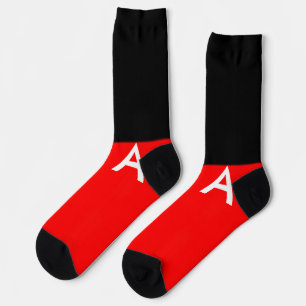 Simple monogram add your name letter man minimal t socken