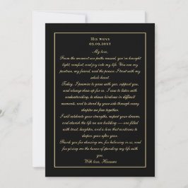 Simple Monogram Black Gold Wedding Vow Card Einladung