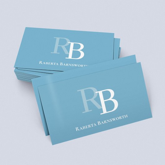 Simple Monogram Blue QR Code | Connect with Me Visitenkarte