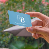 Simple Monogram Blue QR Code | Connect with Me Visitenkarte