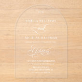 Simple Monogram Classic Wedding  Acryleinladungen (Vorderseite)