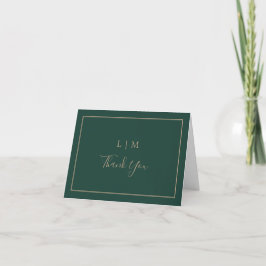 Simple Monogram Emerald Green Wedding Vielen Dank Dankeskarte