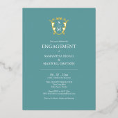 Simple Monogram Engagement Party Invitations Folieneinladung (Vorderseite)