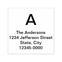 Simple Monogram Family Name Return Address Permastempel