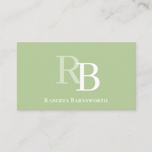 Simple Monogram Green QR Code | Connect with Me Visitenkarte (Vorderseite)