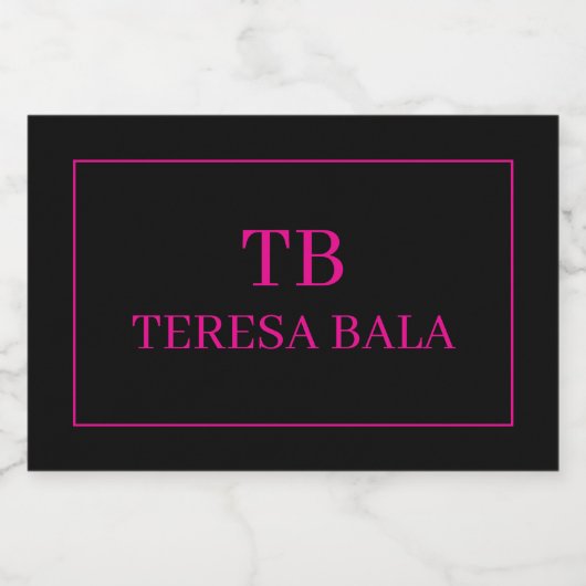 Simple Monogram Initial Custom Text QR label Alkoholflaschenetikett (Einzelnes Label)