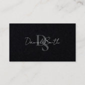 Simple Monogram Initial QRcode Premium Black Paper Visitenkarte (Vorderseite)