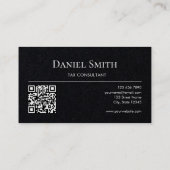 Simple Monogram Initial QRcode Premium Black Paper Visitenkarte (Rückseite)