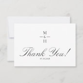 Simple Monogram Minimalist Script Wedding Dankeskarte (Vorderseite)
