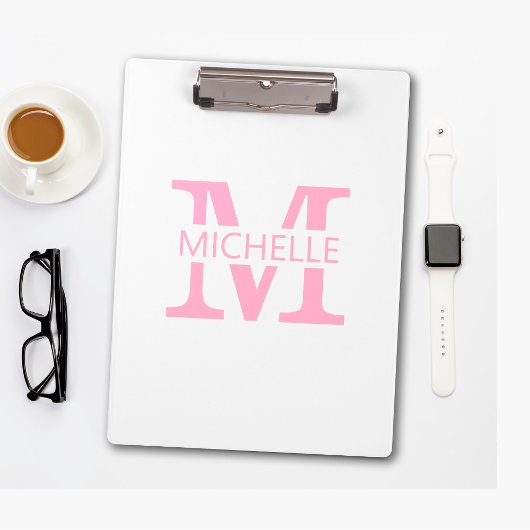 Simple Monogram Name with Initial Klemmbrett